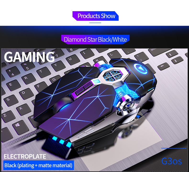 Silvery Carved Wired Mouse for E-Sports Gaming, Silent and Sound Chicken-Eating Mouse Macro for Desktops and Laptops NovaCart