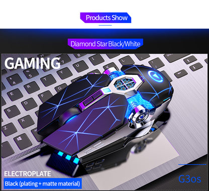Silvery Carved Wired Mouse for E-Sports Gaming, Silent and Sound Chicken-Eating Mouse Macro for Desktops and Laptops NovaCart