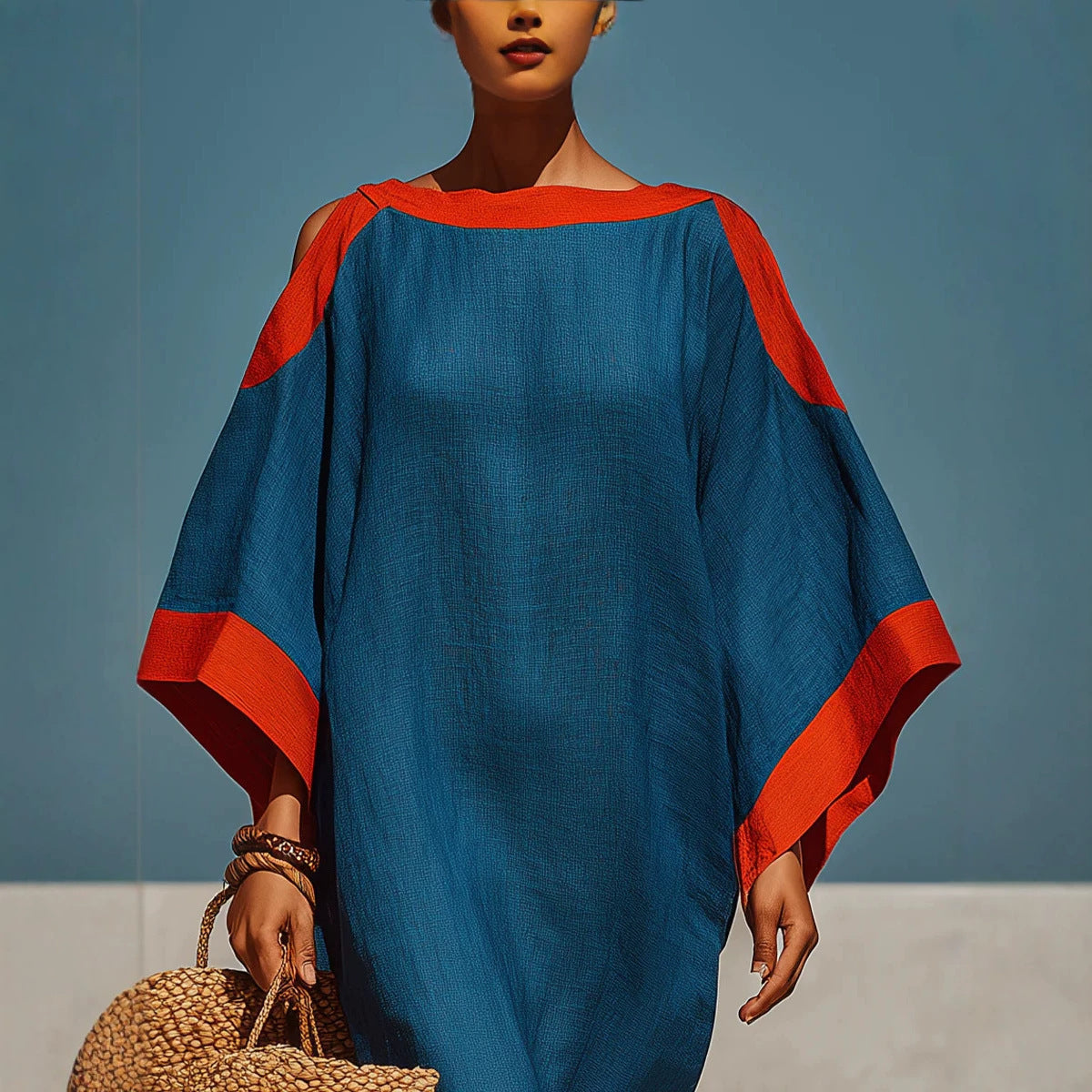 Loose-Fit Three-Quarter Sleeve Mid-Length Dress – 4 Colors S–3XL FitiqueFit