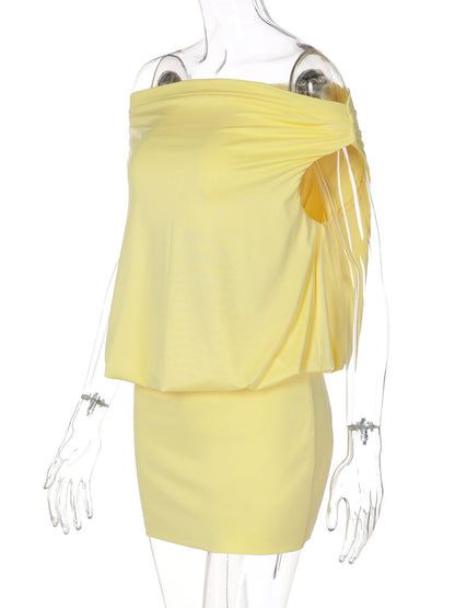 Off-Shoulder Ruched Bodycon Mini Dress New Era Fashion LLc