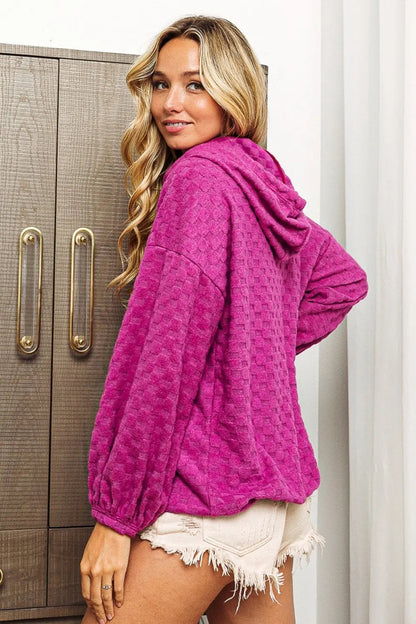 BiBi Brushed Checker Drawstring Long Sleeve Hoodie West2East Surf