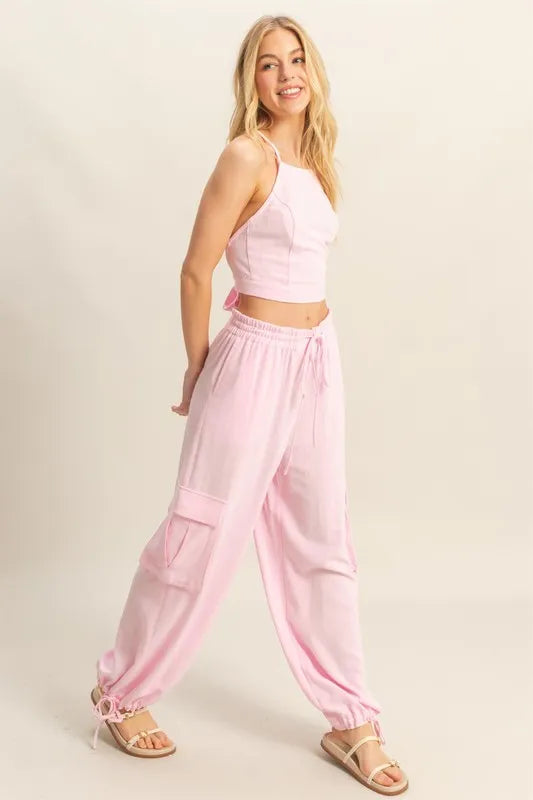 HYFVE Crop Top and Cargo Pants Set West2East Surf