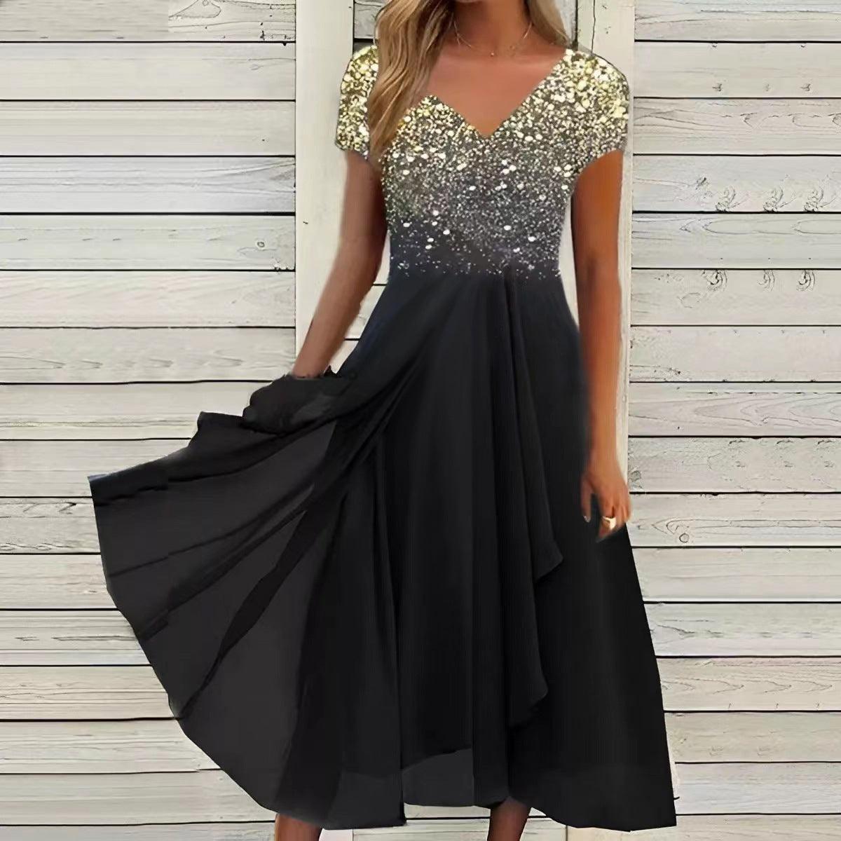 Serene Blooms Chiffon Patchwork Dress | Elegant Floral Dress for Summer Country in My Heart