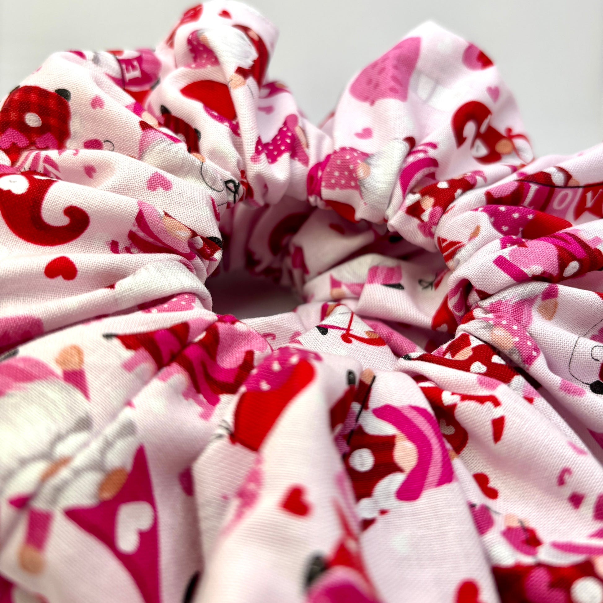 Pink Gnomes Valentine's Day Scrunchie Enchanted Scrunch