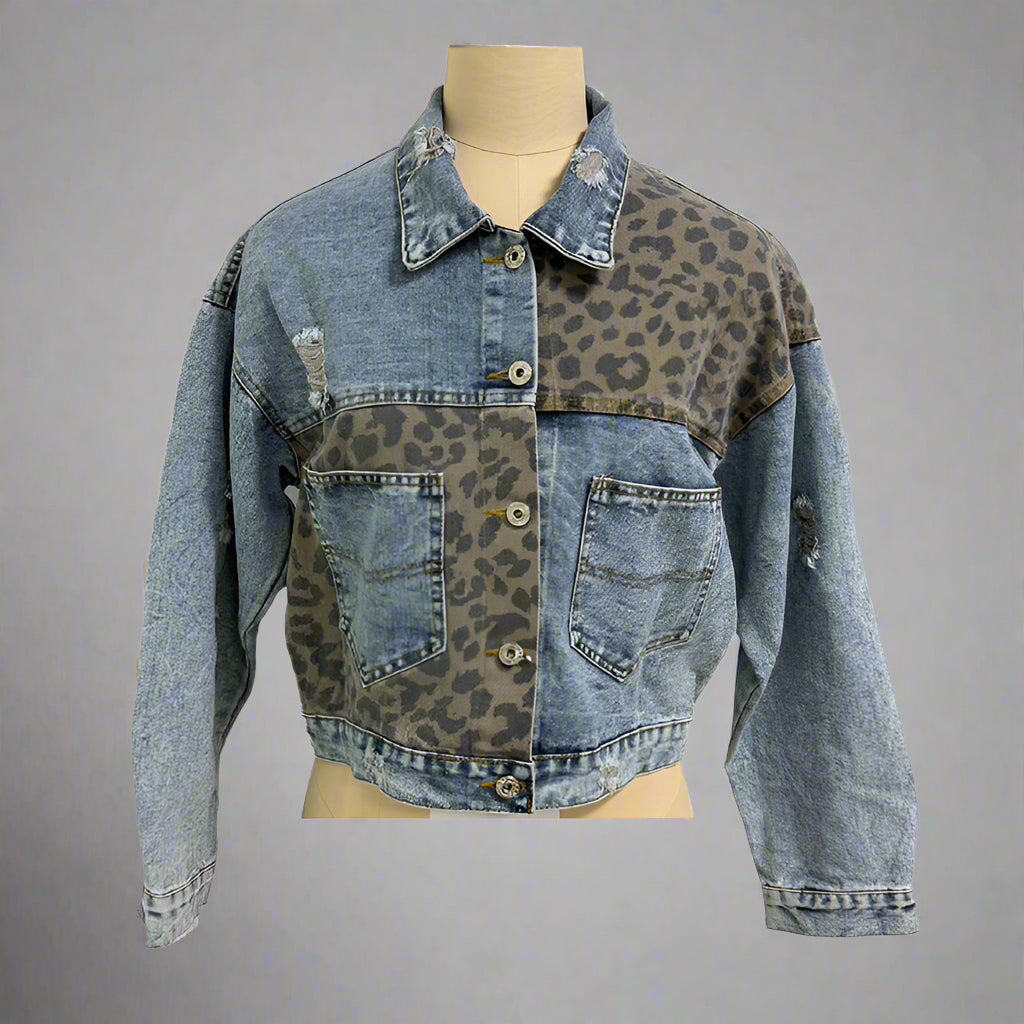 Women's Cropped Distressed Denim Jacket FitiqueFit