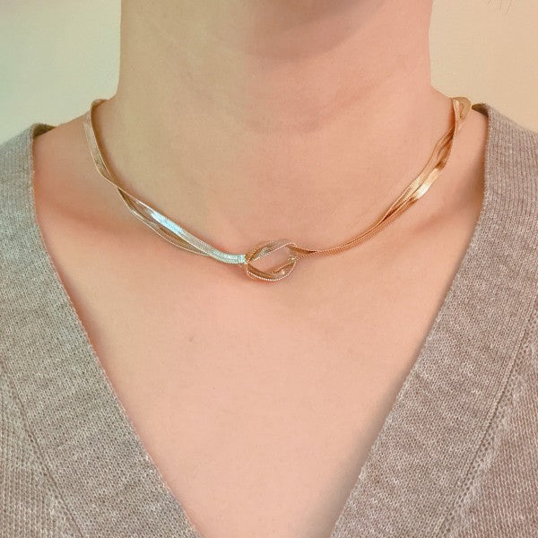 Knotted Two Tone Herringbone Chain Necklace Shop Style & More | Fresh Looks, Everyday Deals & Free Shipping