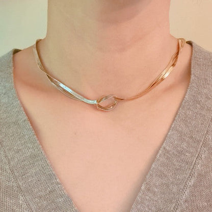 Knotted Two Tone Herringbone Chain Necklace Shop Style & More | Fresh Looks, Everyday Deals & Free Shipping