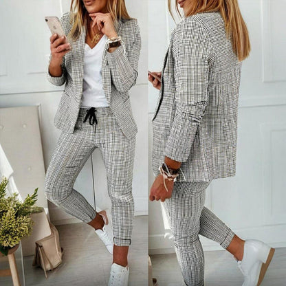 Women’s Plaid Two‑Piece Suit Set FitiqueFit