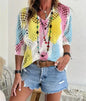 Women's Batwing-Sleeve Sweater – Hollowed-Out 3D Knitted Print Relaxed Fit FitiqueFit