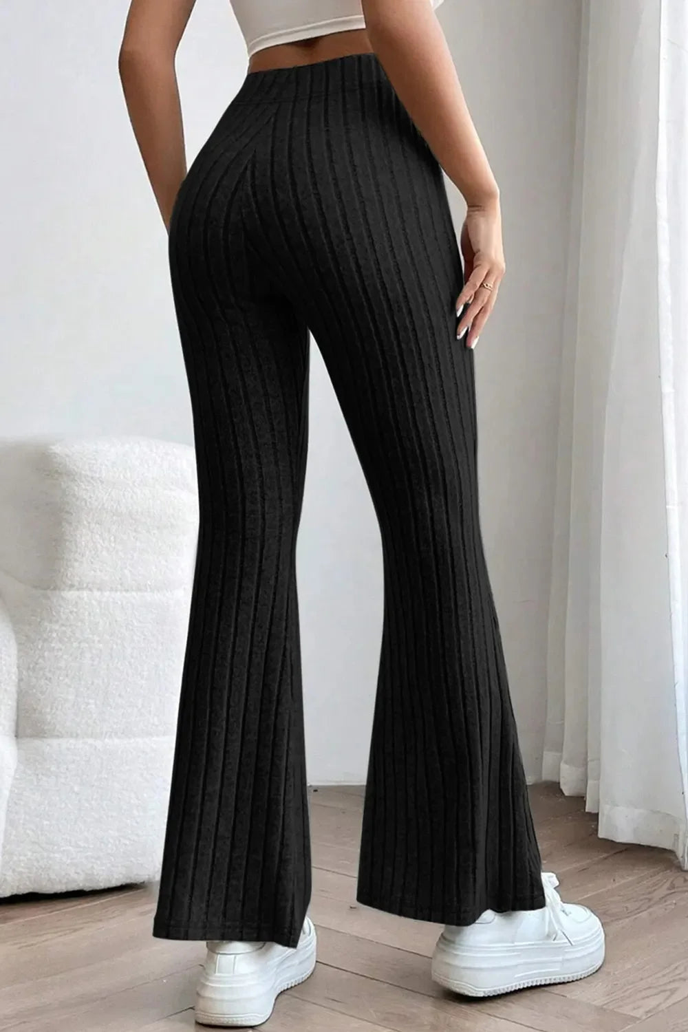 Basic Bae Full Size Ribbed High Waist Flare Pants New Era Fashion LLc