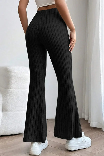 Basic Bae Full Size Ribbed High Waist Flare Pants New Era Fashion LLc