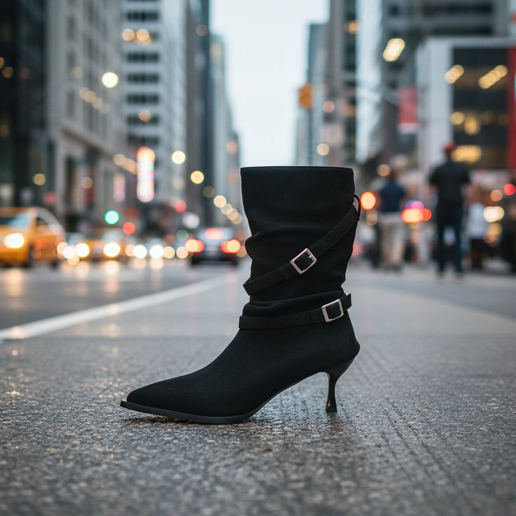 Pointed Toe Suede Stiletto Heel Ankle Boots Women FitiqueFit