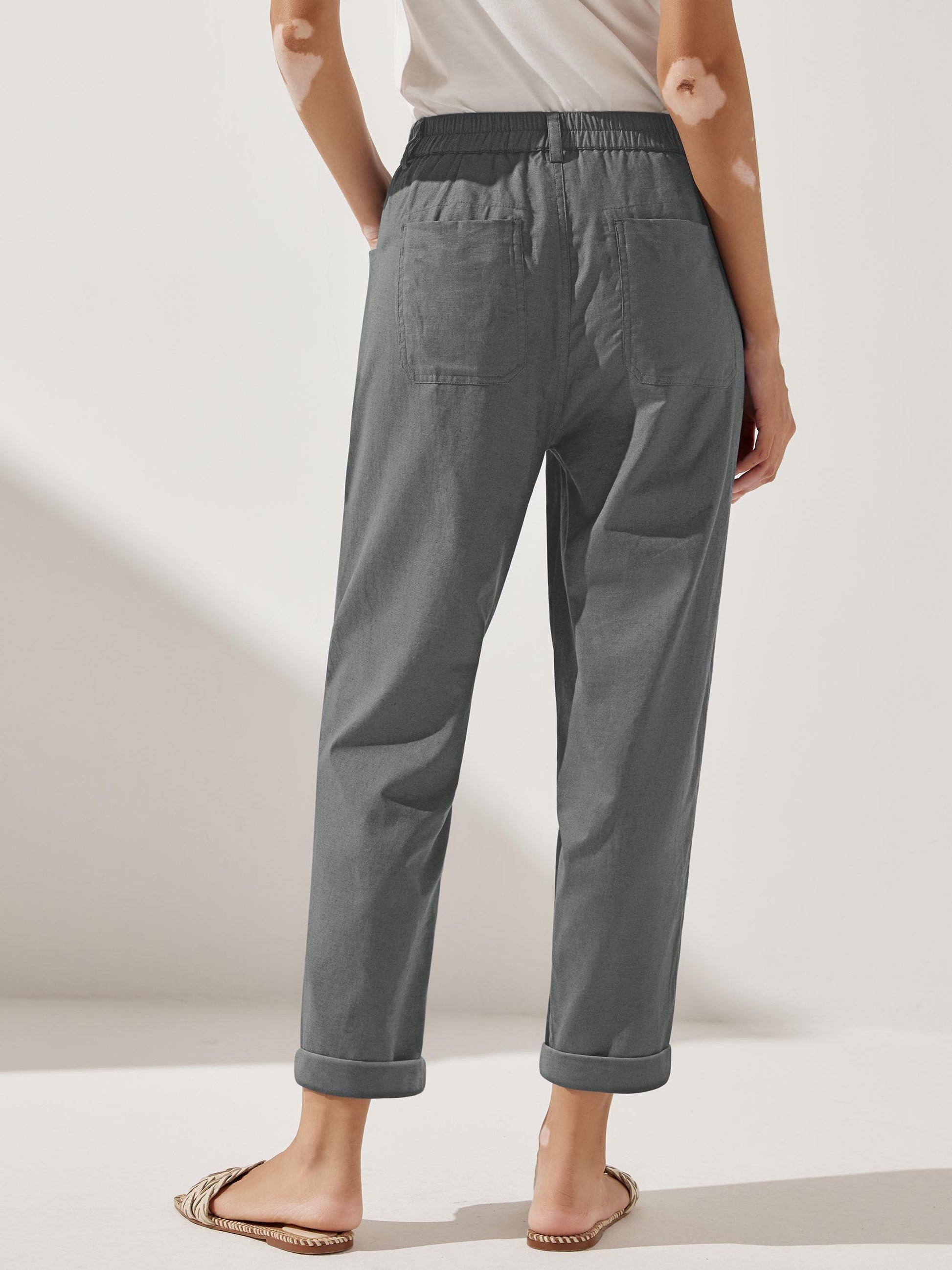 Linen Simple Button Fly Trousers HEIDI LINTICO