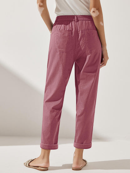 Linen Simple Button Fly Trousers HEIDI LINTICO
