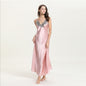 Imitated Silk Lace Sexy V-neck Long Slip Nightdress Pajamas Homewear Grayceful LLC