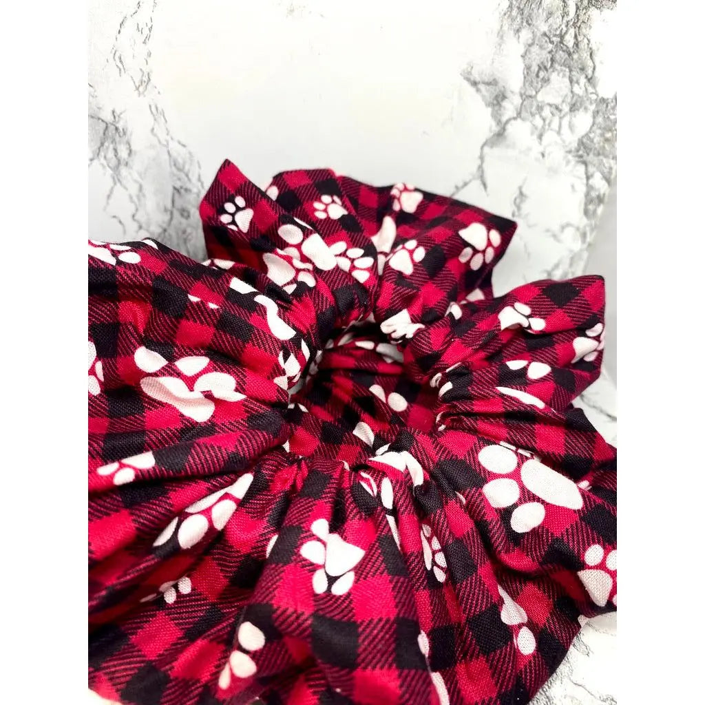 Paw Print Red Buffalo Christmas Scrunchie Enchanted Scrunch