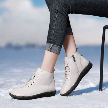 Women’s Genuine Leather Soft-Soled Flat Ankle Boots FitiqueFit