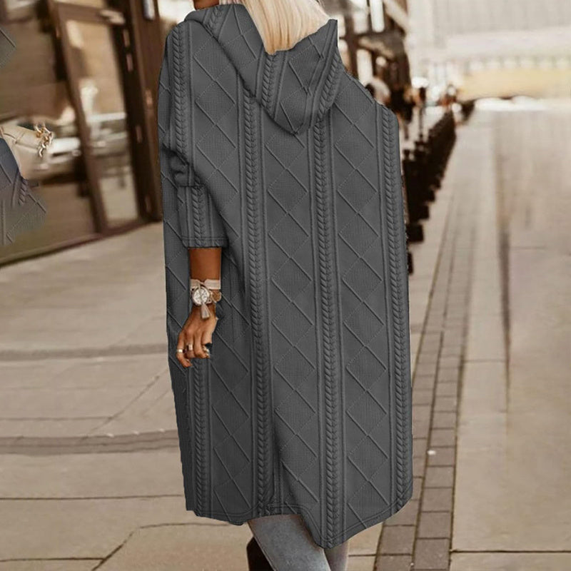 Women's Textured Hooded Longline Jacket FitiqueFit