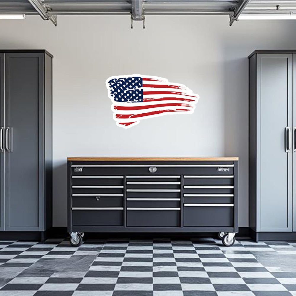 American Flag Garage Wall Decal Armed American Supply