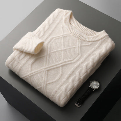 Men's Pullover Twist Round Neck Base Knitwear Loose-fitting Oversized Sweater Grayceful LLC