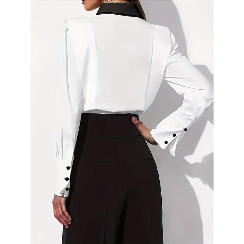 Women’s Black White Colorblock Shirt FitiqueFit