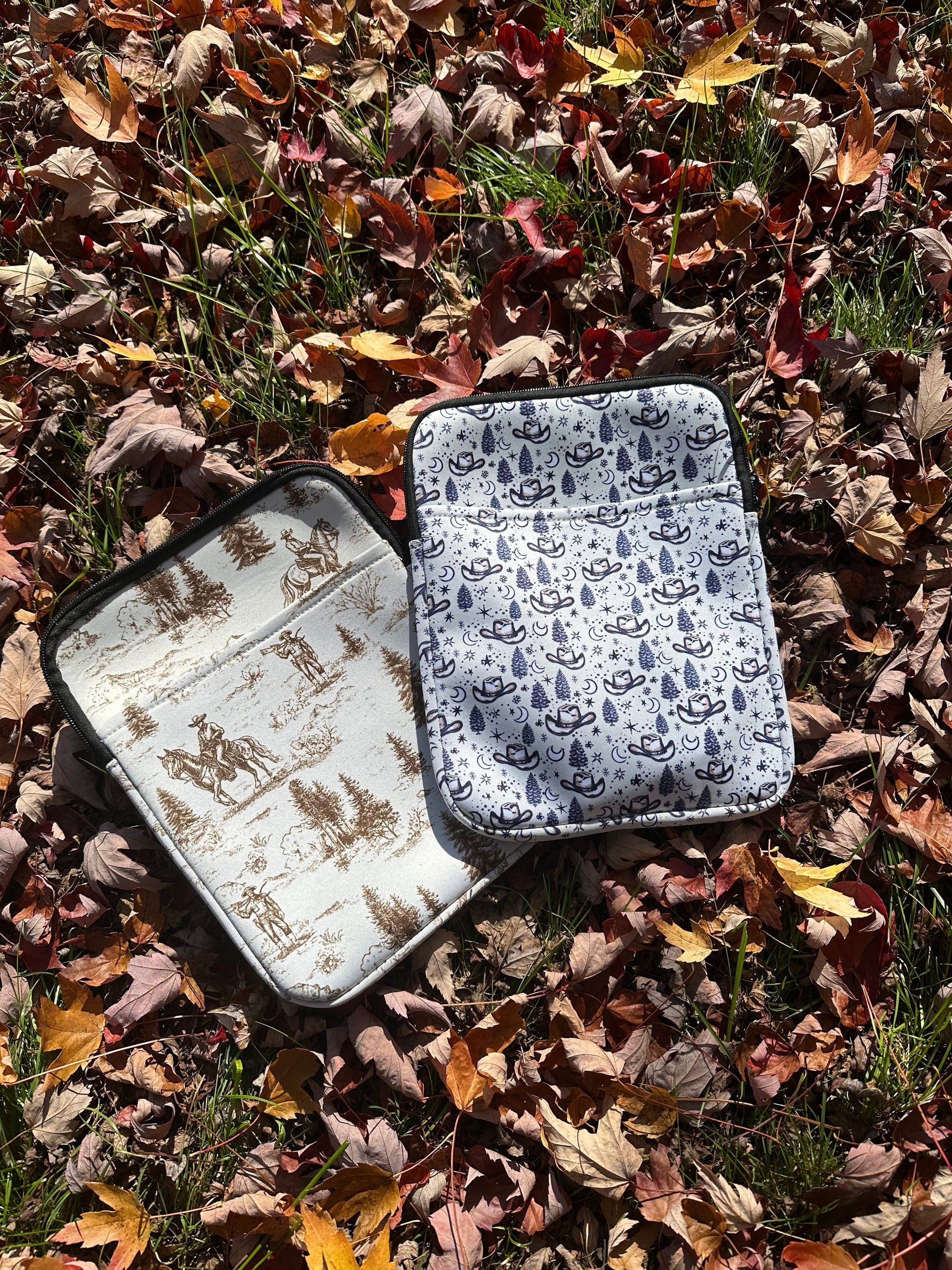 Midnight Cowboy Print Book & Tablet Sleeve – Western Cowgirl Starry Night Design BashDesignsCo