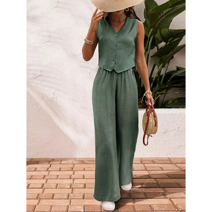 Women’s crop vest blazer wide leg pants set FitiqueFit