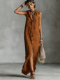 Women's Sleeveless Deep V-Neck Hooded Loose Maxi Dress – 6 Colors XS–3XL FitiqueFit