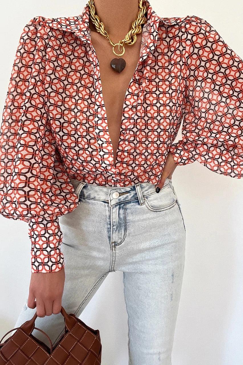 Long Sleeved Single Breasted Casual Top | Colorful Cowgirl Fashion for Every Day Country in My Heart