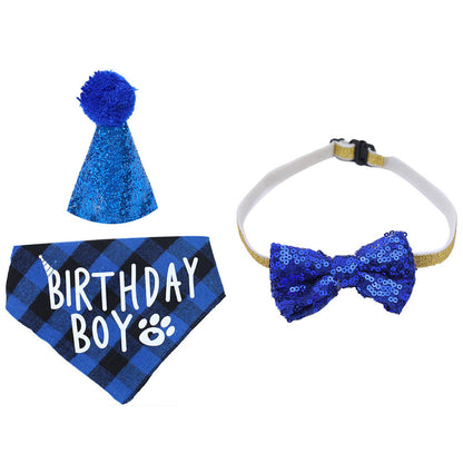Pet Birthday Set  Triangle Scarf Hat Pet Party Decoration Styling Outdoor Creative