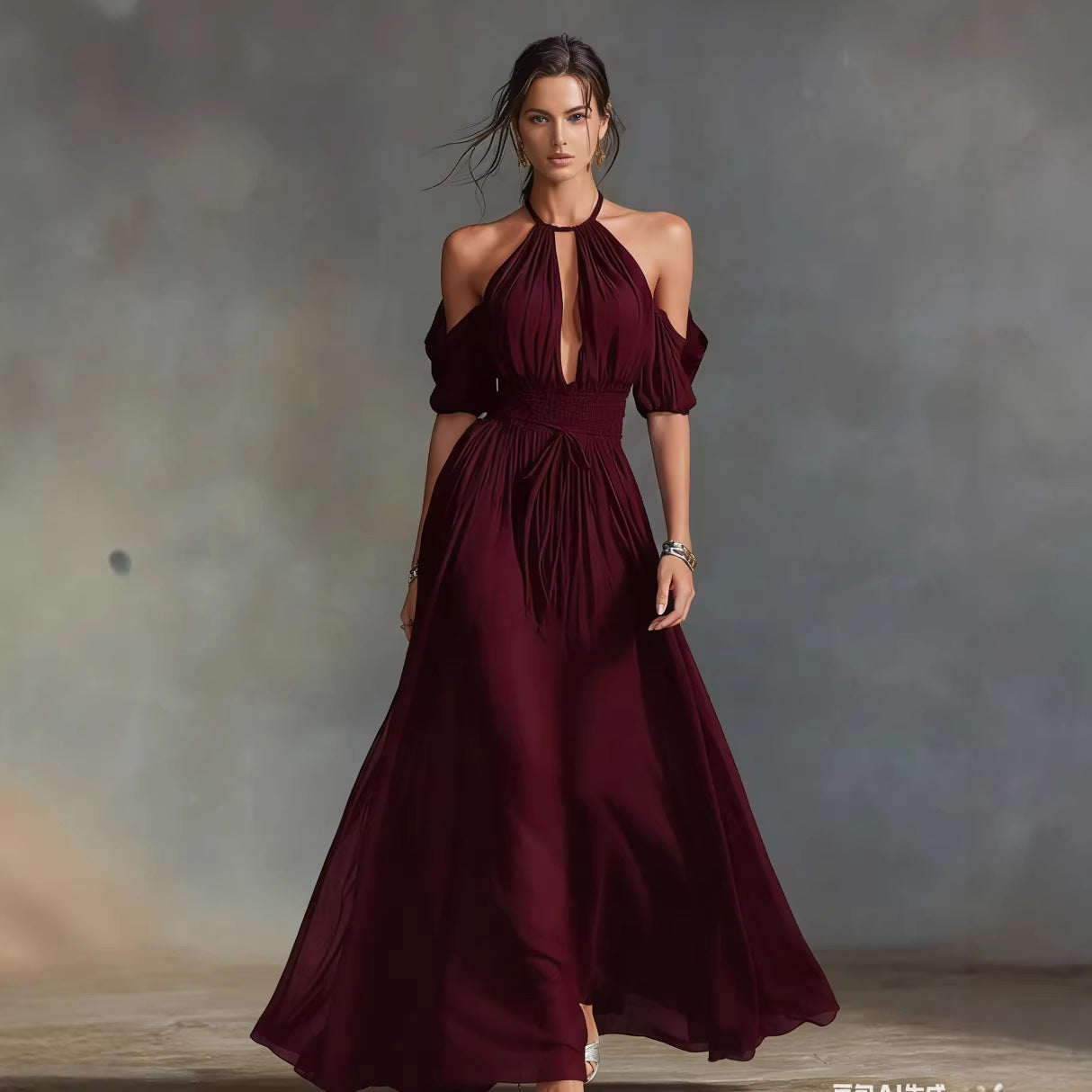 Solid-Color Halter Neck Midi Dress – 4 Colors, S–2XL FitiqueFit