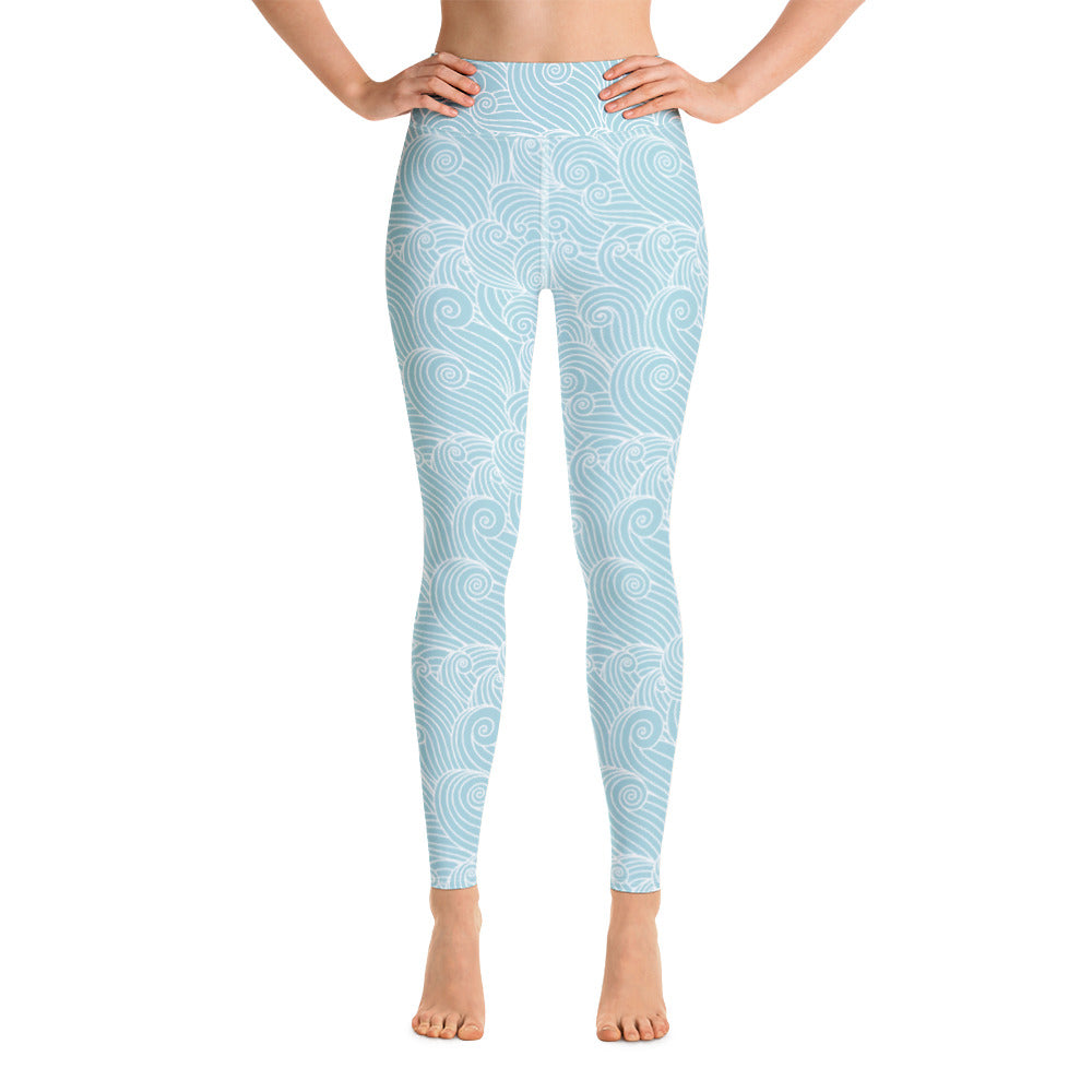 Women's Blue Ocean Swirl Yoga Leggings New Era Fashion LLc