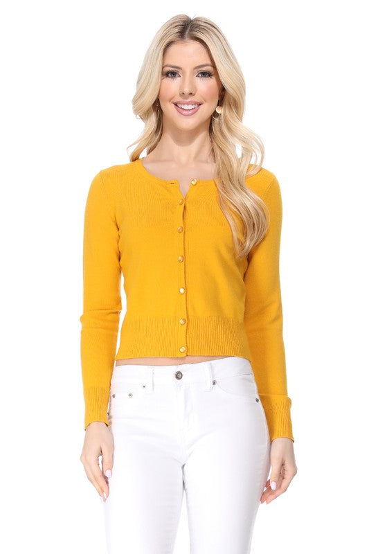 Gem Button Crew Neck Long Sleeve Sweater Cardigan Shop Style & More | Fresh Looks, Everyday Deals & Free Shipping