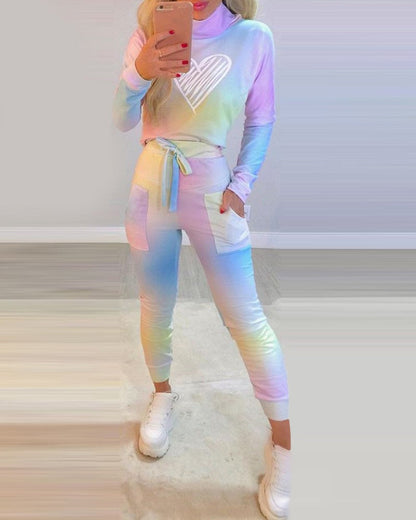 Women's Tie-dye Printed Love Casual Long-sleeved Top See size chart under “more details” The Fashion Celestial