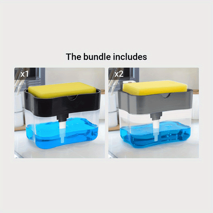 Modern Space-Themed • 1pc ABS Plastic Dish Soap Dispenser • Sponge Holder • Lightweight Square Kitchen Sink Accessory • Hand Wash Only • Solid Color Design NovaCart
