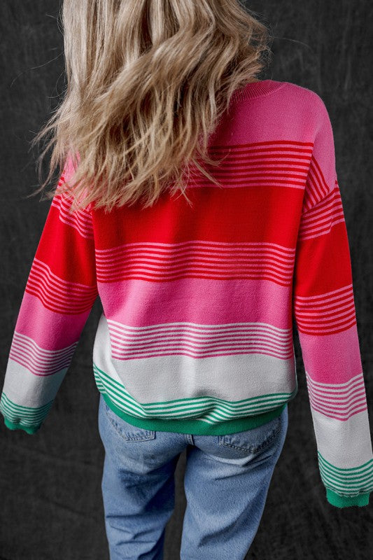 Striped Knit Patch Pocket Drop Shoulder Sweater Shop Style & More | Fresh Looks, Everyday Deals & Free Shipping