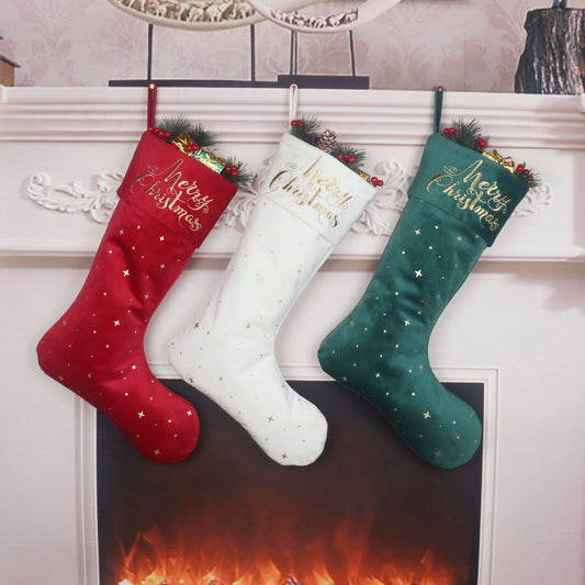 Christmas stockings Christmas gift bags Christmas candy bags gold foil embroidered socks three styles of long socks