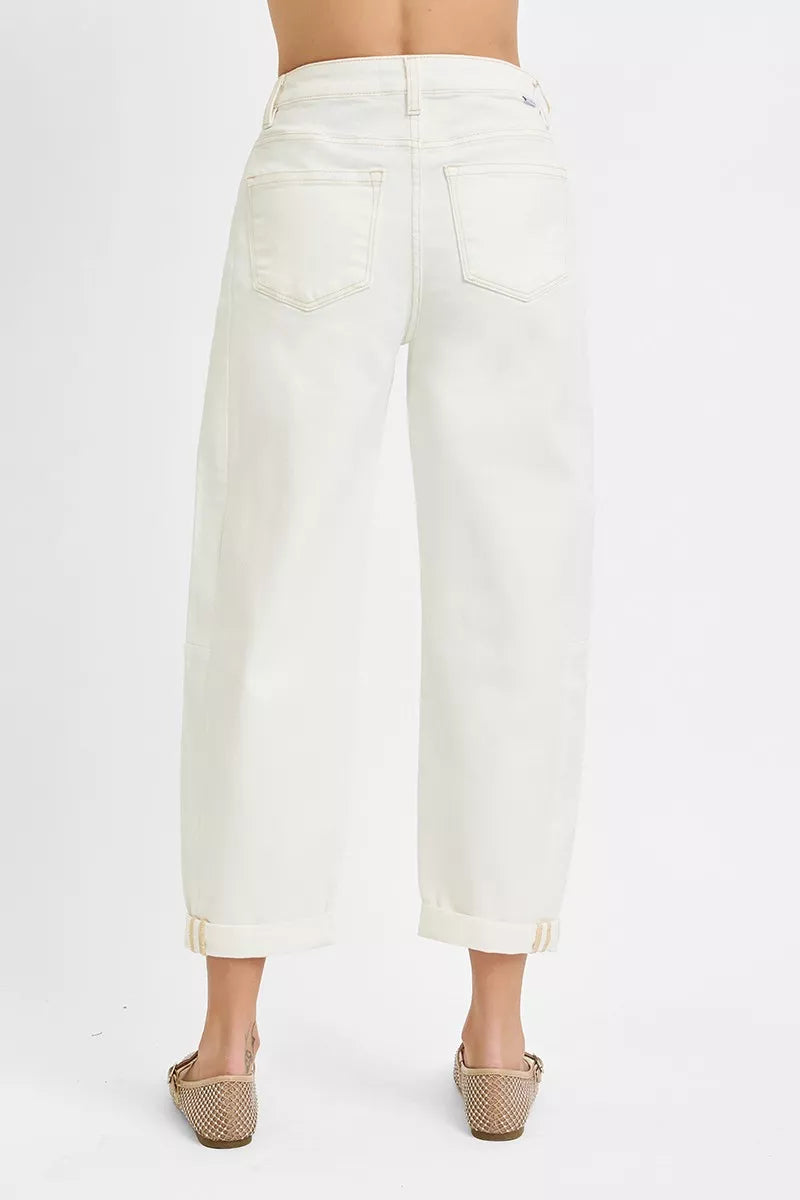 RISEN Full Size High Rise Barrel Cropped Jeans Plus Size Garden Naked Curves