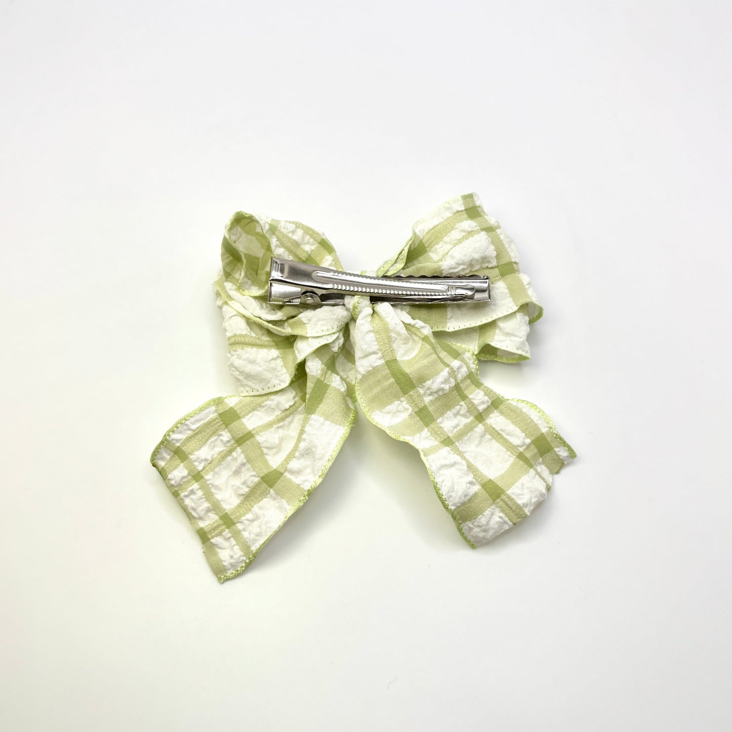 Green Gingham Spring Double Bow Enchanted Scrunch