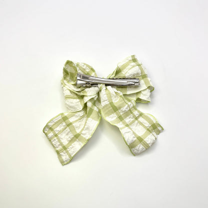 Green Gingham Spring Double Bow Enchanted Scrunch