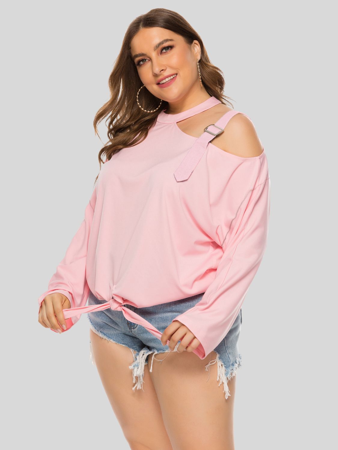 Plus Size Cold-Shoulder Tied Top See size chart under “more details” The Fashion Celestial