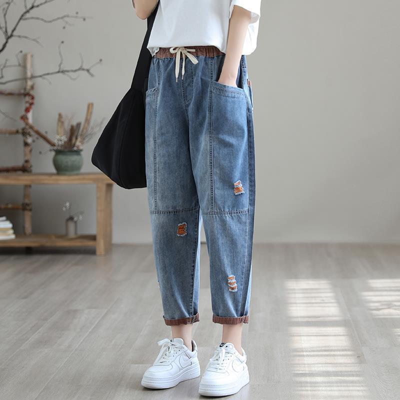 Women's Summer Fashion Ripped Ninth Jeans FitiqueFit