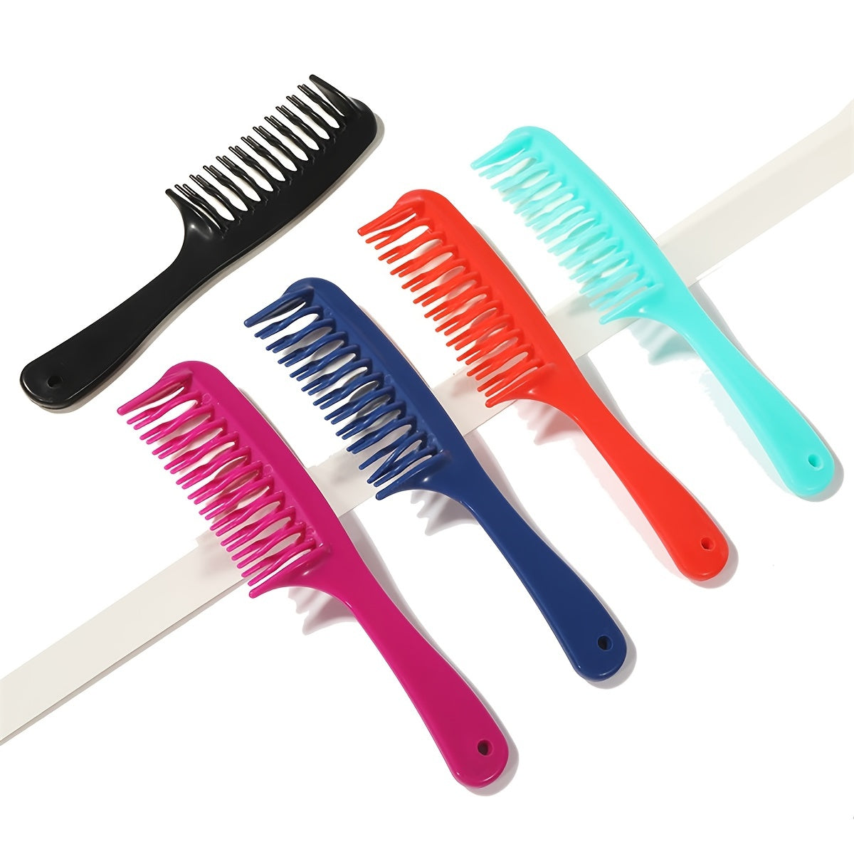 1pc Double Row Wide Tooth Detangler Hair Comb Shampoo Comb With Handle For Long Curly Wet Or Dry Hair NovaCart