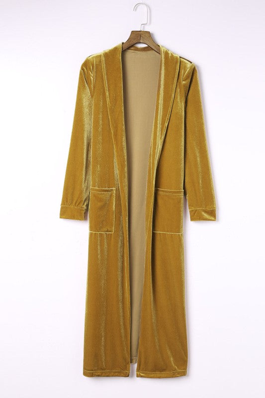 Velvet Open-Front Pocketed Cardigan Shop Style & More | Fresh Looks, Everyday Deals & Free Shipping