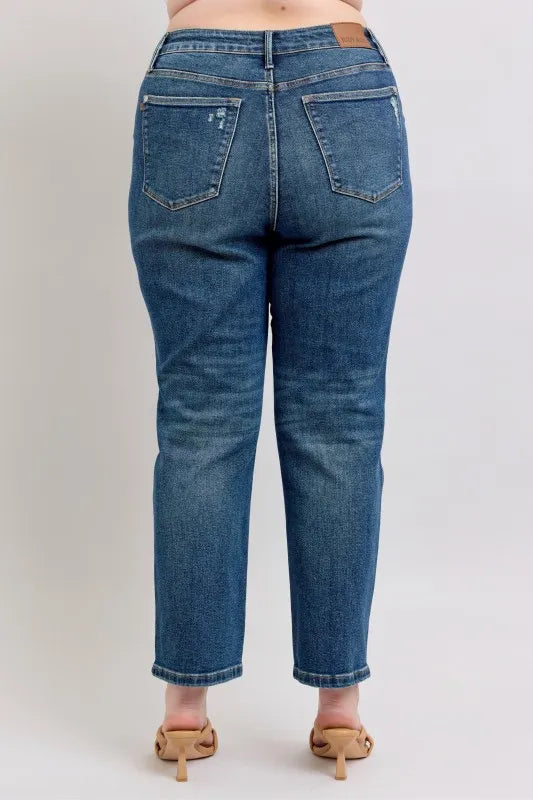 Judy Blue Full Size High Waisted Rigid Magic Non-destroy Straight Leg Jeans Plus Size West2East Surf