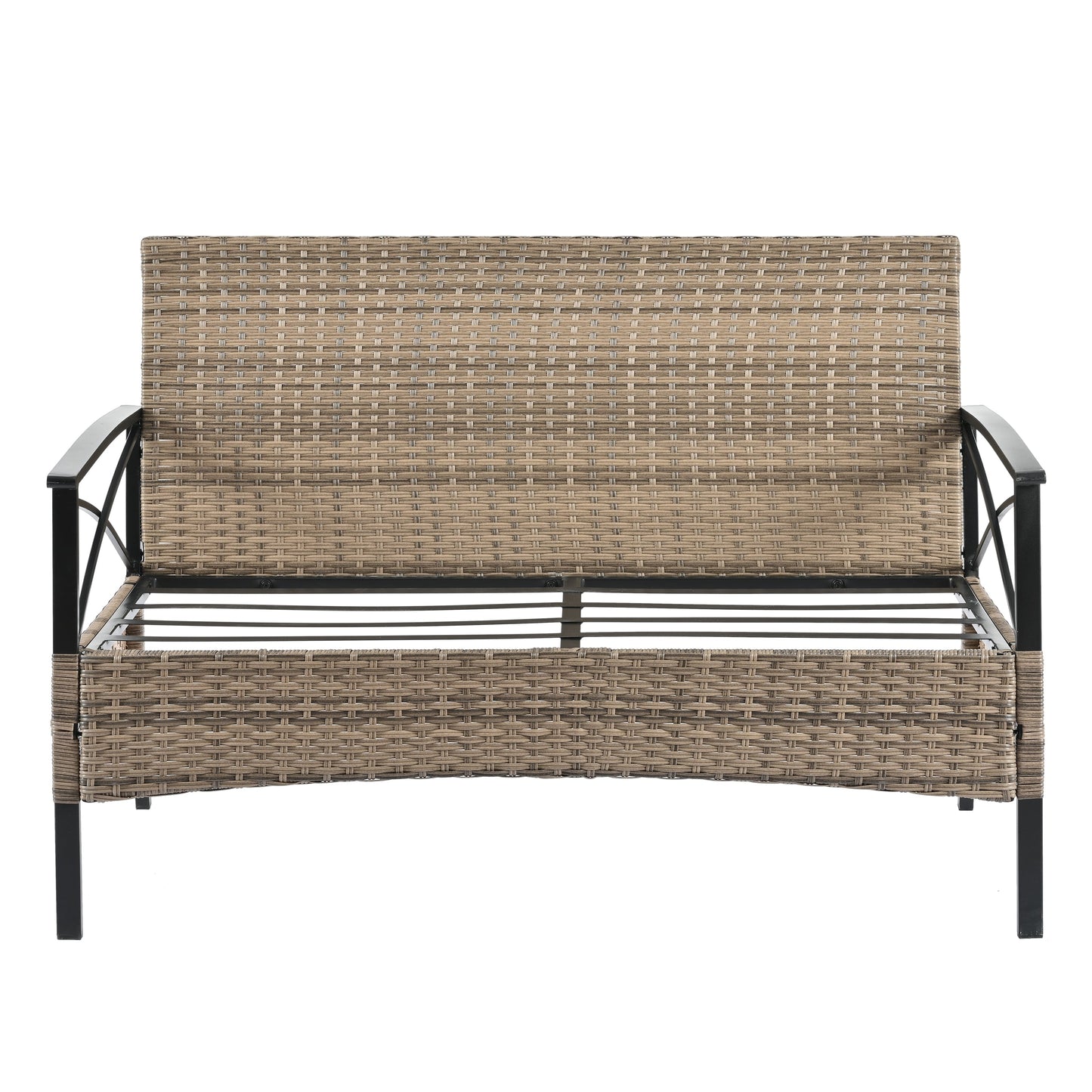 Patio Furniture, Outdoor Furniture, Seasonal PE Wicker Furniture, Four Set Wicker Furniture With Black Metal Table V.I.P Digital Presence