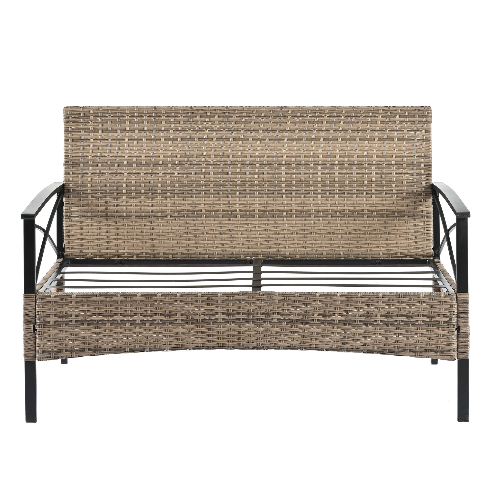 Patio Furniture, Outdoor Furniture, Seasonal PE Wicker Furniture, Four Set Wicker Furniture With Black Metal Table V.I.P Digital Presence