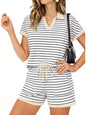 Striped Short Sleeve Polo and Shorts Set New Era Fashion LLc