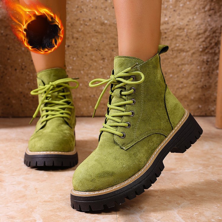 Women’s Lace-Up Suede Fleece-Lined Ankle Boots | Cozy Winter Boots FitiqueFit