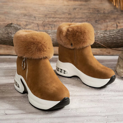 Fuzzy Side Zipper Platform Ankle Boots New Era Fashion LLc